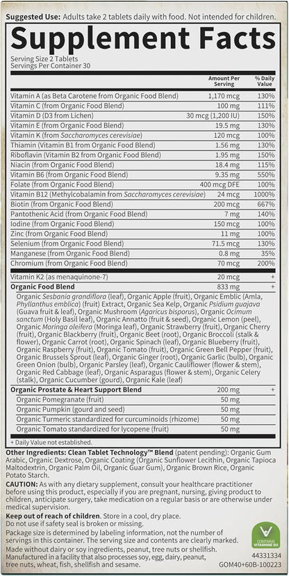Garden of Life Organics Whole Food 40+, 60 60 Tablets, 40, Mens