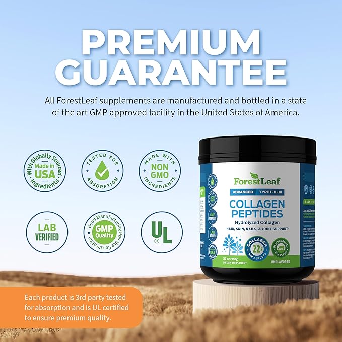 Collagen Peptides Powder Unflavored 1, 2 2 & 3 - 11g Per