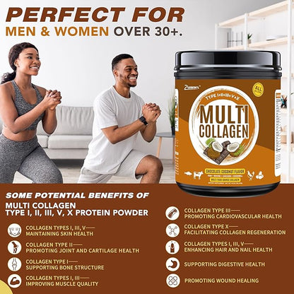 Zammex Multi Collagen Peptides Powder, Type 41 Servings, 1LB