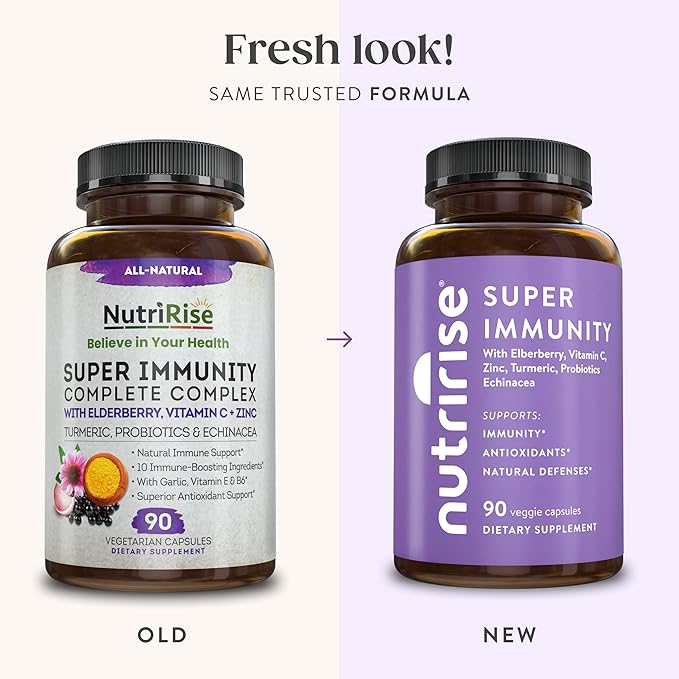 NutriRise Immunity Complex Immune Support Supplement B6, Zinc, 7.2 Billion 90 Count