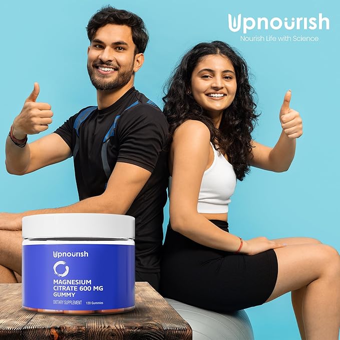UpNourish Magnesium Gummies for Adults & Kids Magnesium Citrate Gummies 600mg, Calm Supplement for Muscle Relaxation, Bone and Digestive Health, Citrato de Magnesio, Vegan, Non-GMO, 120 Count
