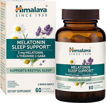 Himalaya Melatonin Sleep Support with GABA, 3mg for 60 Capsules, 2 Month