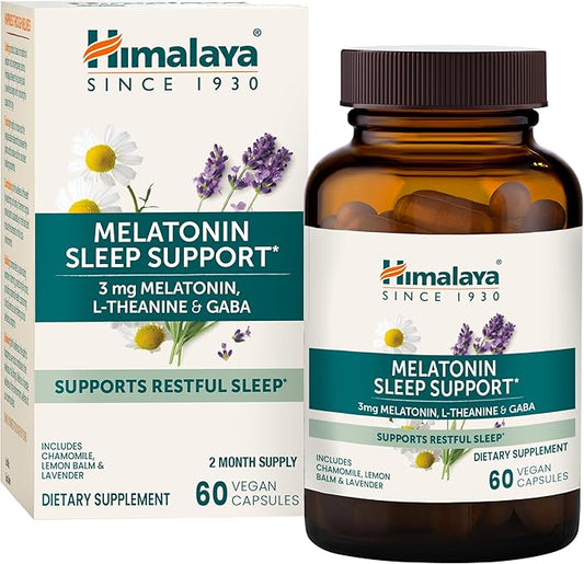 Himalaya Melatonin Sleep Support with GABA, 3mg for 60 Capsules, 2 Month