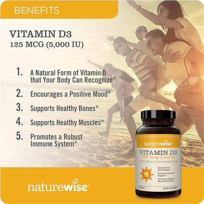 NatureWise Vitamin D3 5000iu (125 mcg) 200 Count