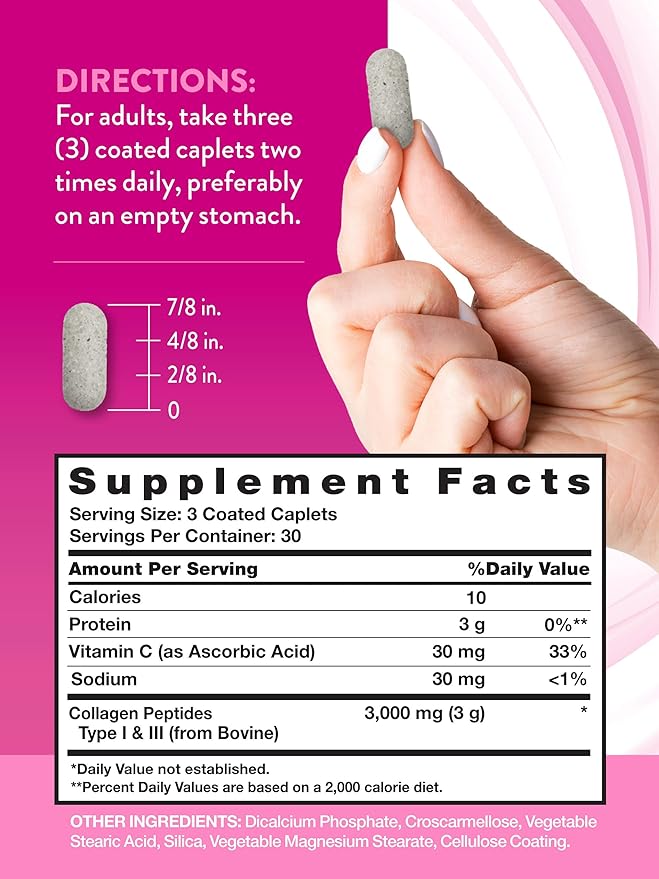 Nature's Truth Collagen Peptides 90 Caplets 1 and 3 with