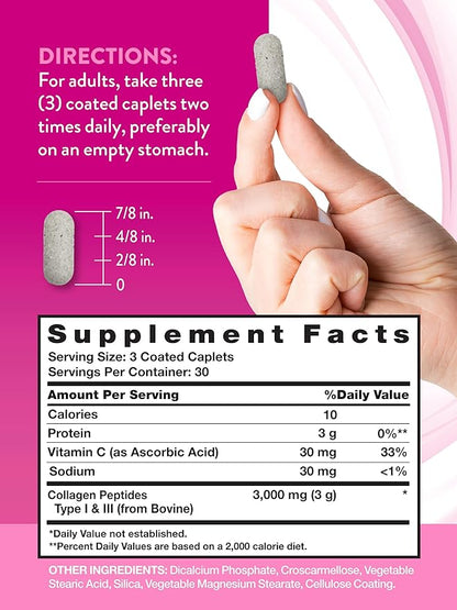Nature's Truth Collagen Peptides 90 Caplets 1 and 3 with
