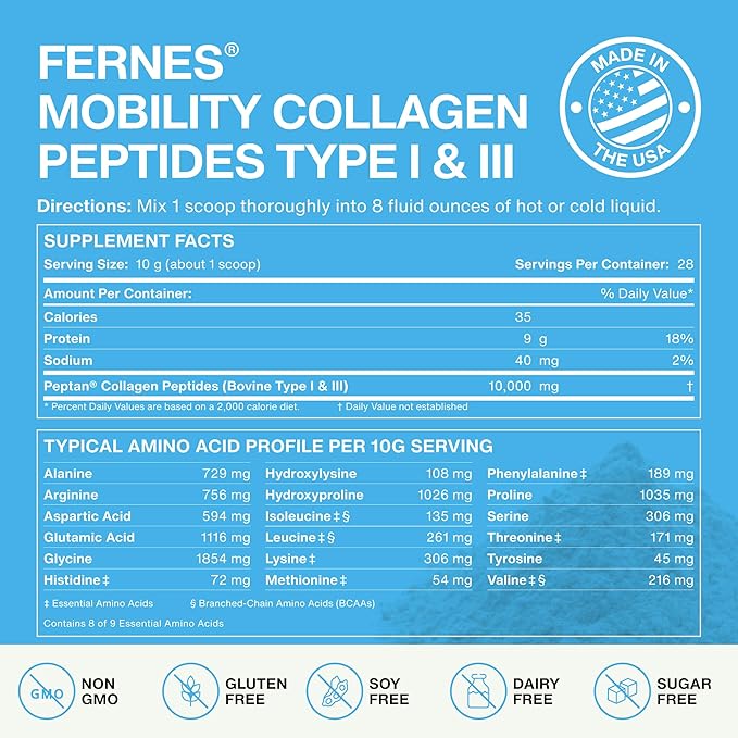 Mobility Hydrolyzed Collagen Peptides Supplement 28 Servings, 9.88 oz,