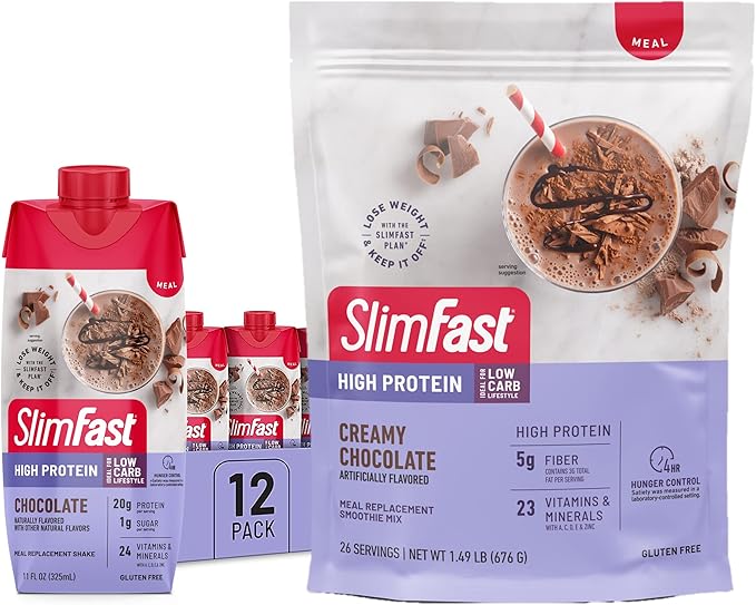 SlimFast High Protein Chocolate Bundle- 12 (20g Protein) 26 Servings (20g Protein)