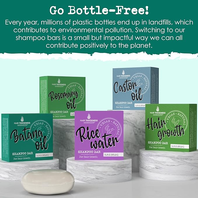 Batana Oil for Hair Growth Shampoo Bar - Eco Friendly, Vegan, pH Balanced & Color Safe Shampoo Bar with Jojoba & Rice - Sulfate Free Shampoo Bar for Color Safety & Hair Thickening