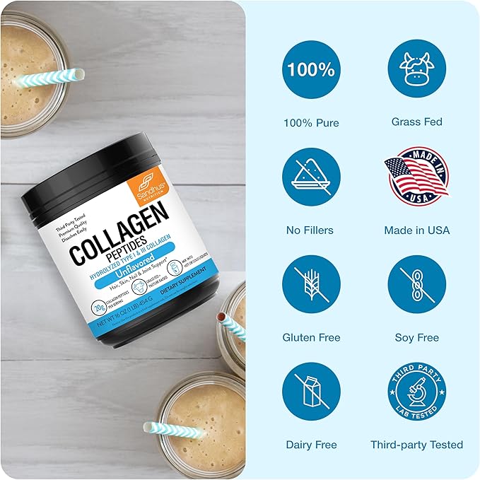 Sandhu's Collagen Peptides Powder|1 lb, 22