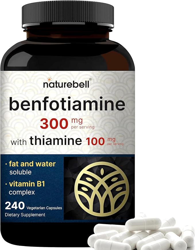 NatureBell Benfotiamine 300mg with Thiamine 100mg 240 Veggie B1 Benfotiamine