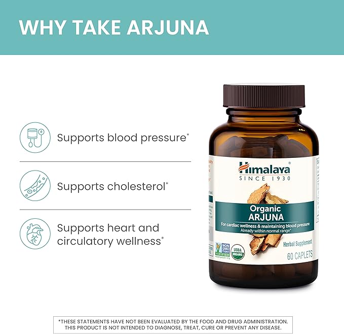 Himalaya Organic Arjuna, Blood Pressure Supplement 700mg, 60 60 Count 2)