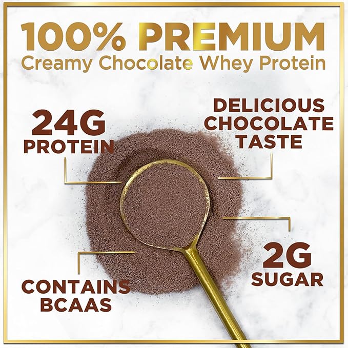 Whey Protein Powder, Rich Double Chocolate 24g Protein 24 Servings
