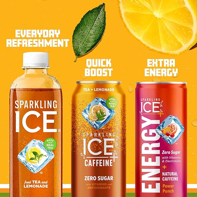 Sparkling Ice Tea + Lemonade Sparkling Water, Zero Sugar Flavored Water, with Vitamins and Antioxidants, Low Calorie Beverage, 17 Fl Oz Bottles (Pack of 12)