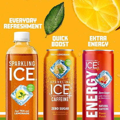 Sparkling Ice Tea + Lemonade Sparkling Water, Zero Sugar Flavored Water, with Vitamins and Antioxidants, Low Calorie Beverage, 17 Fl Oz Bottles (Pack of 12)