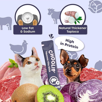 Squeeze Vita Stick Lickable Treats for Dogs & Cats. 7 Brain Support Sticks with Essential multivitamins. Soft and Tasty Paste for All Life Stages, Supporting Brain Health