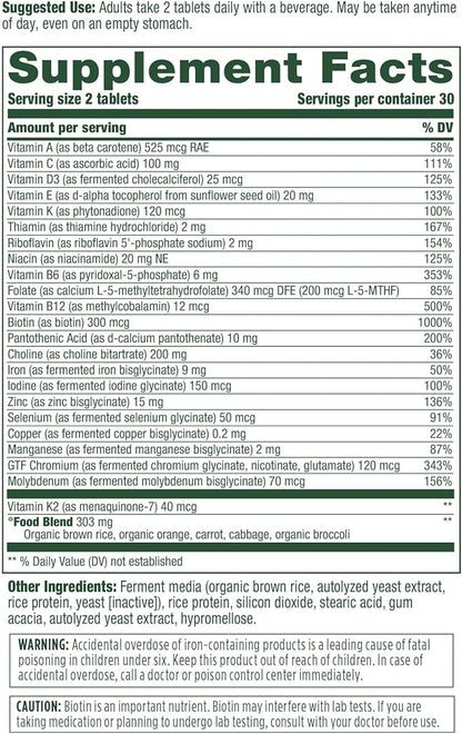 MegaFood Women's 40+ Advanced Multivitamin for Women D3, Vitamin K2 & 60 Tabs (30 servings)