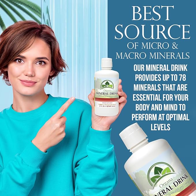 The Best Plant Derived Major & Trace Minerals Supplement - 32 Flow Ounces of Plant Based Minerals - 100% Pure & Natural (Wildberry Pomegranate)