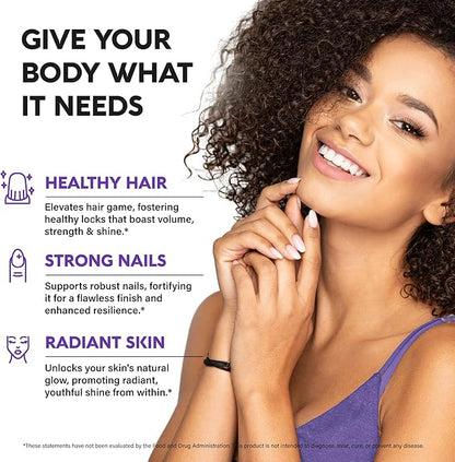 Liquid Biotin & Collagen - Vitamins for Hair Growth Support for Women & Men - Extra Strength 60000 mcg Drops - B7 Supplement - Strong Nails & Healthy Skin - 98% Faster Absorption Than Pills