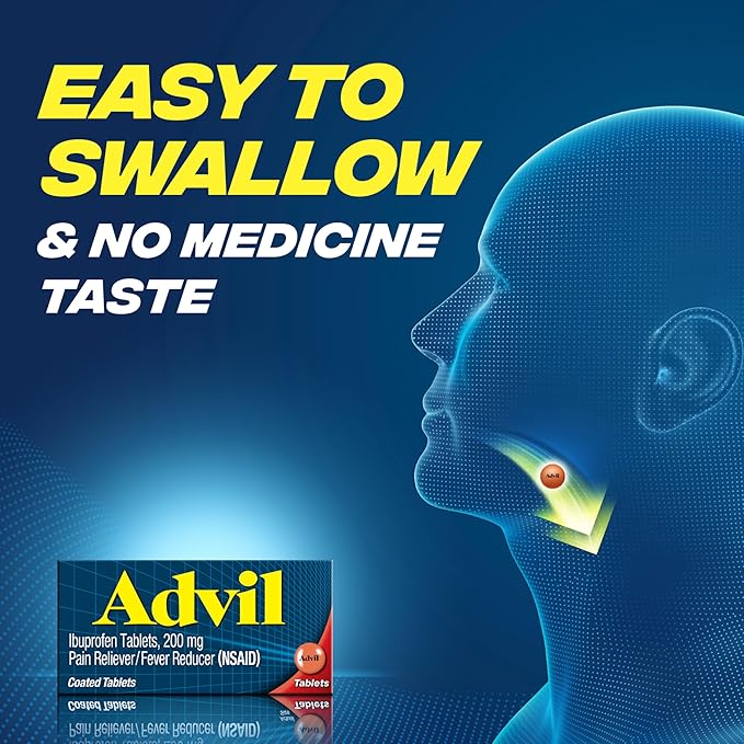 Advil Pain Reliever and Fever Reducer, 200mg for 24 Coated
