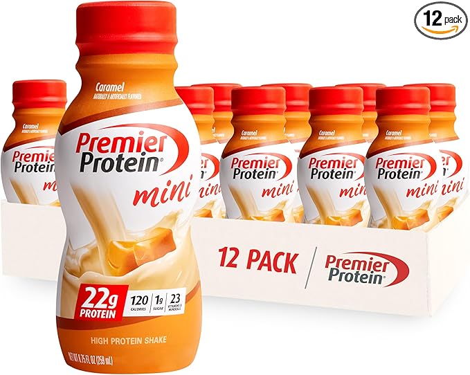 Premier Protein Shake MINIs, Caramel, 22g 120 Calories, 1g Sugar, 8.75fl oz, 12