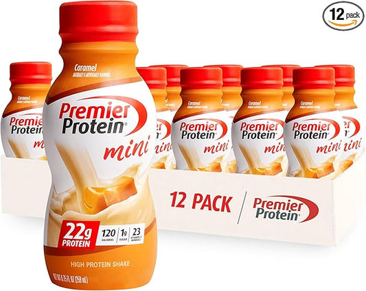 Premier Protein Shake MINIs, Caramel, 22g 120 Calories, 1g Sugar, 8.75fl oz, 12