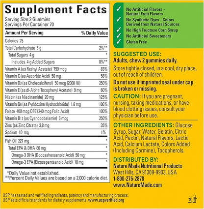 Nature Made Multivitamin + Omega-3, Dietary 140 Gummy 70 Day 1)