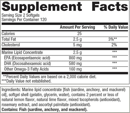 Metagenics OmegaGenics Fish Oil EPA-DHA 720- Omega-3 Fish Oil Supplement - for Heart Health, Musculoskeletal Health & Immune System Health* - with DHA & EPA - 240 Softgels