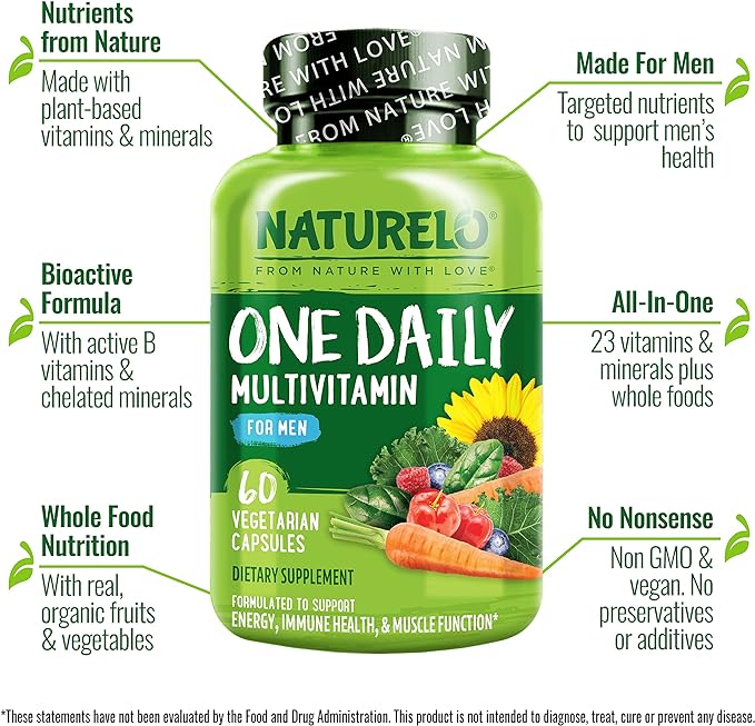 NATURELO One Daily Multivitamin for Men 60 Capsules 2 Month
