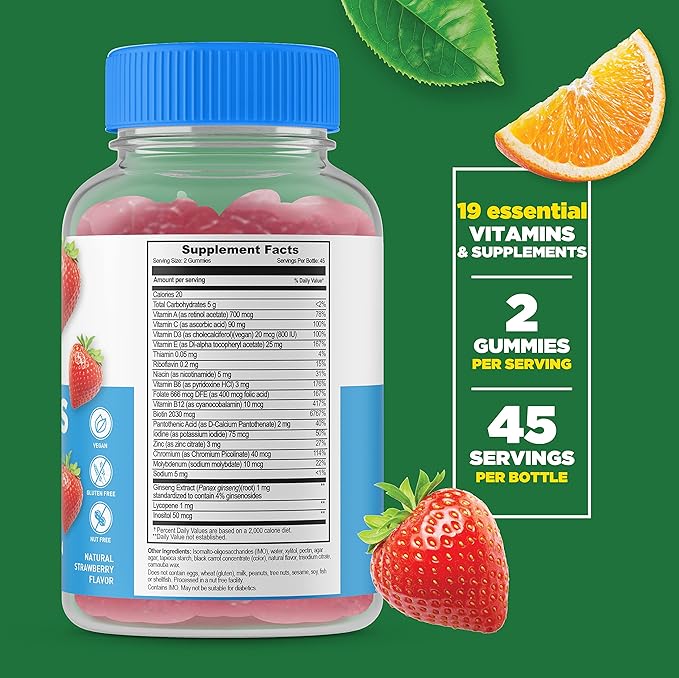 Lifeable Sugar Free Multivitamin for Women B1, B2, B2, Niacin, B5, B6, B6, Folate, B12, Biotin, 90 Gummies