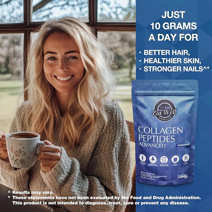 EAT WELL PREMIUM FOODS Collagen Peptides 45 Servings, 16oz, Collagen