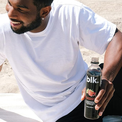blk. Natural Mineral Alkaline Water Electrolyte Infused with Fulvic and Amino Acids, Zero Sugar, Strawberry Rhubarb Flavored, 16.9 oz. (500 mL), 12 Pack