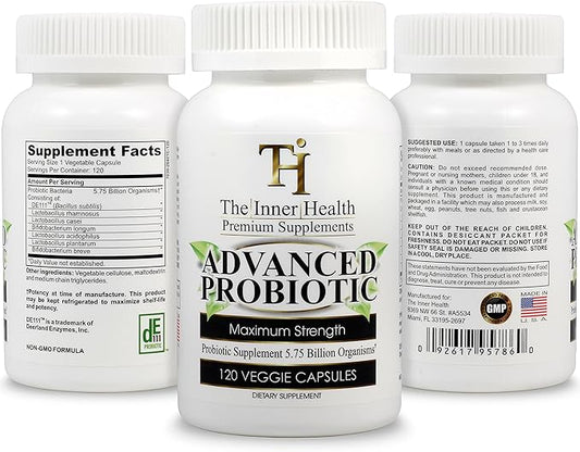 PROBIOTIC Supplement 5.75 Billion Organisms-Bacillus Subtilis L.Plantarum-120 Caps