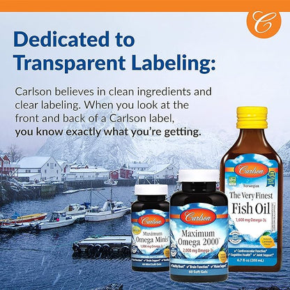 Carlson - Salmon Oil, 500 mg Omega-3s, Norwegian 3 Salmon 50 Softgels