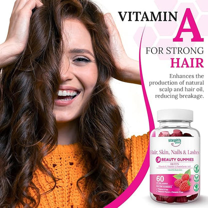 Steph's Pantry Biotin Gummies for Hair, Skin, Nails, & Lashes High Strength Gummies | Daily Multivitamins | Gluten-Free, Nut-Free, Non-GMO, Plant-Based, Vegan, Kosher (120 Gummies)