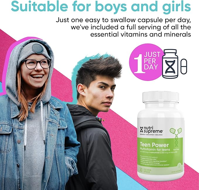 Nutri Supreme Teen Multivitamin for Boys 12-17, Best 30 Capsules