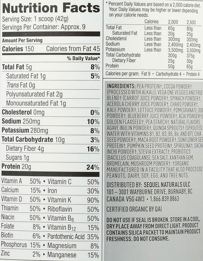 Vega Organic All-in-One Vegan Protein Powder, Chocolate - Superfood Ingredients, Vitamins for Immunity Support, Keto Friendly, Pea Protein for Women & Men, 13.2 oz (Packaging May Vary)