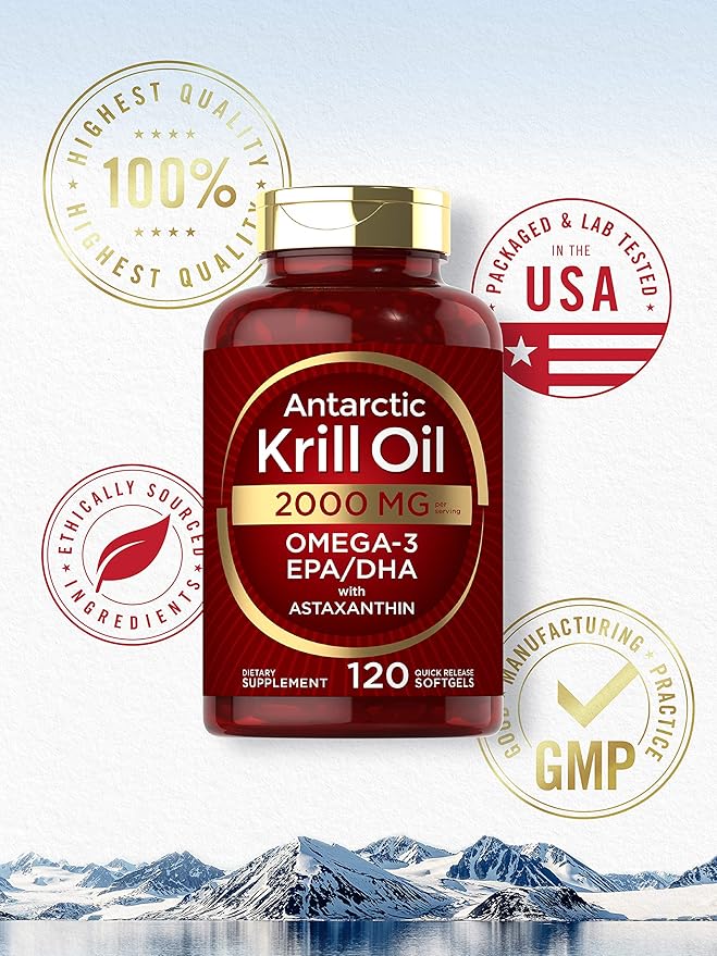 Carlyle Antarctic Krill Oil 2000 mg 120 Softgels Omega-3 EPA,
