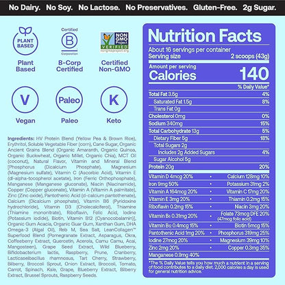 Happy Viking Vanilla Plant Protein Powder, 20G Protein, 1 Canister (24 oz.)