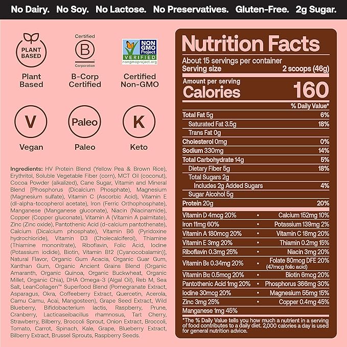 Happy Viking Triple Chocolate Protein + 20G Protein, 1 Canister (24 oz.)
