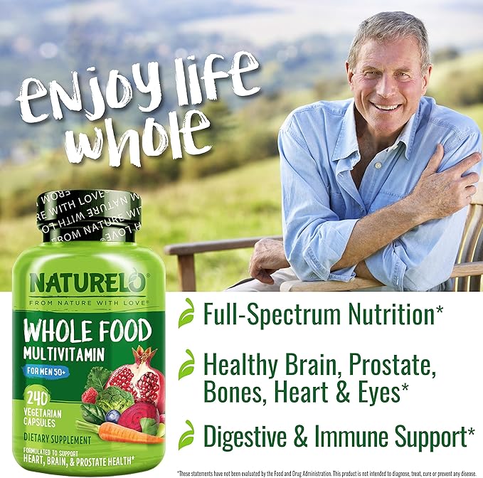 NATURELO Whole Food Multivitamin for Men 50+ 240 Capsules