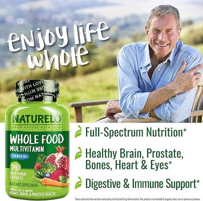 NATURELO Whole Food Multivitamin for Men 50+ 240 Capsules