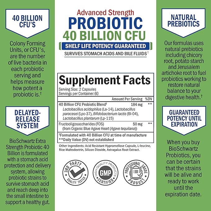 Daily Probiotic Supplement 40 Billion CFU 120 ct