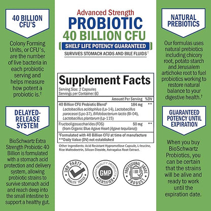 Daily Probiotic Supplement 40 Billion CFU 120 ct
