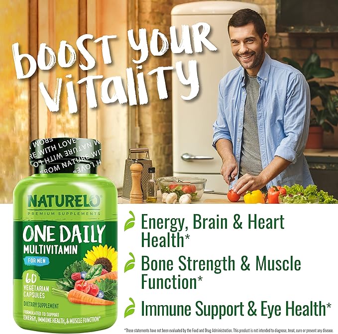 NATURELO One Daily Multivitamin for Men 60 Capsules 2 Month
