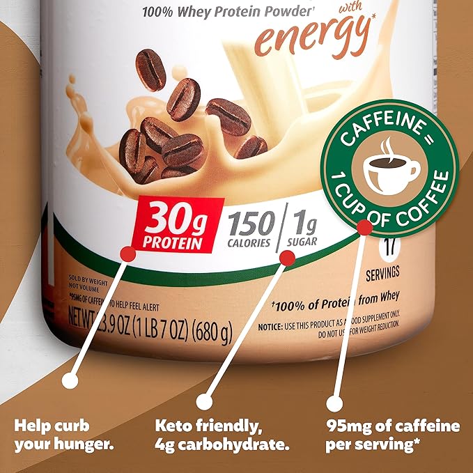 Premier Protein Powder, Cafe Latte, 30g 1g Sugar, 100% Whey 17 Servings, 23.9 Ounce 1)