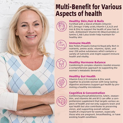 Multivitamin for Women Gummies for 40+ Omega-3,Niacinamide,B-Complex,Lutein,Iron,Choline, Phosphatidylserine,Vitamin D3 for Free,120 Count