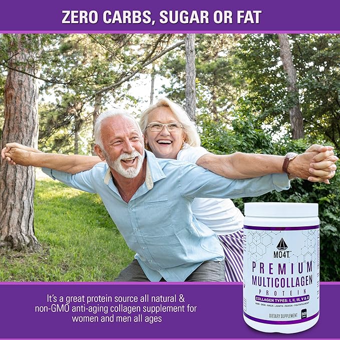 MO4T Premium Multi Collagen Powder -Type 1,2,3,5,10 -Sugar-Free, -10.58 Oz