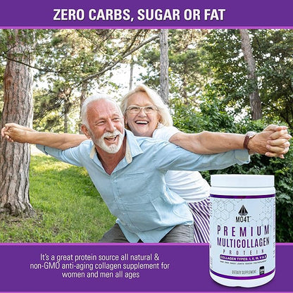 MO4T Premium Multi Collagen Powder -Type 1,2,3,5,10 -Sugar-Free, -10.58 Oz