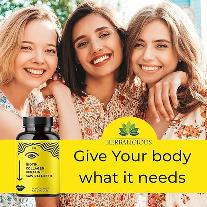 Biotin Vitamins with Collagen, Keratin & 10000 mcg 120 Capsules